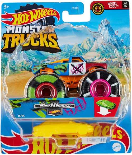 Hot Wheels Monster Trucks, 1 Toy Truck in 1:64 Scale & 1 Crushable Car  (Styles May Vary)