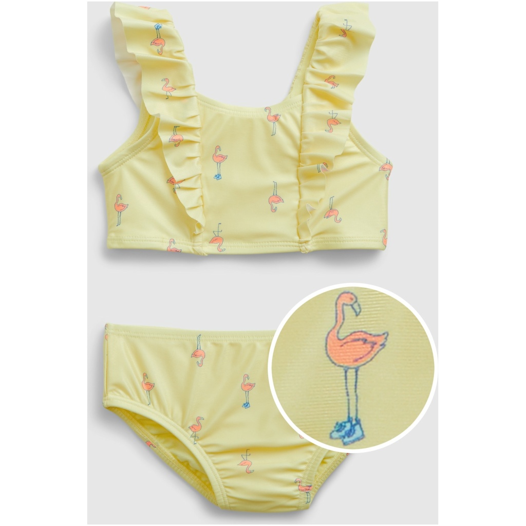 GAP— Toddler Recycled Ruffle Flamingo Swim Two-Piece